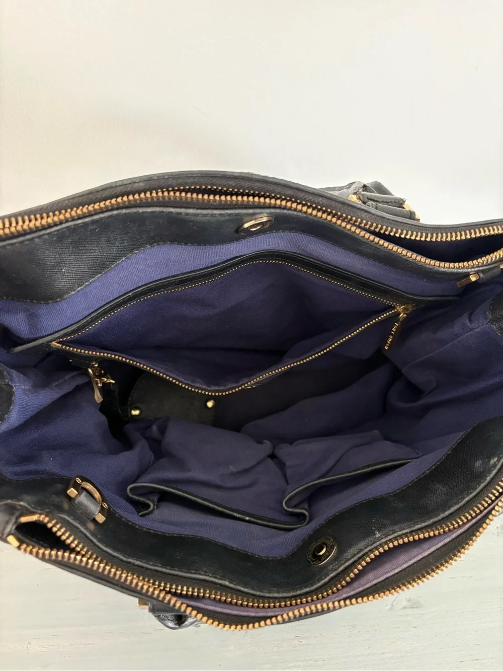 Tory Burch Black Leather Satchel with Gold Hardware